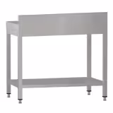 Mesa de trabalho em aço inoxidável ECO - 700x600mm - com prateleira inferior & com painel traseiro & com travessas de reforço