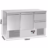 Koelwerkbank ECO - 1368x700mm - 368 liter - front zwart - met 2 deuren - met 2 lades