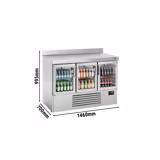 Koelwerkbank Premium PLUS - 1460x700mm - met 3 glazen deuren & achterwand
