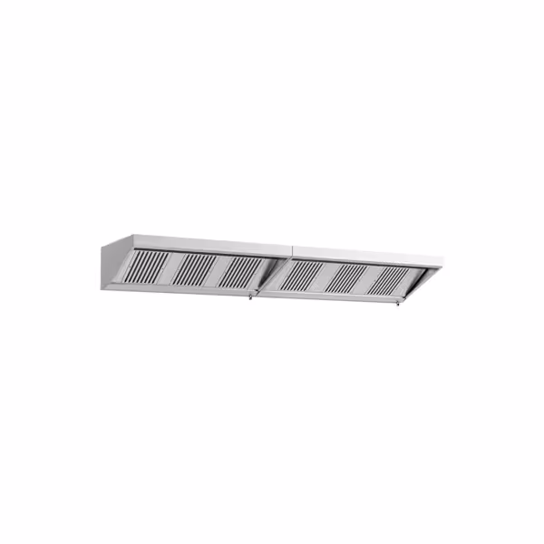 Commercial Wall-Mounted Extraction Canopy - 3800mm - with Baffle Filters & LED Lighting