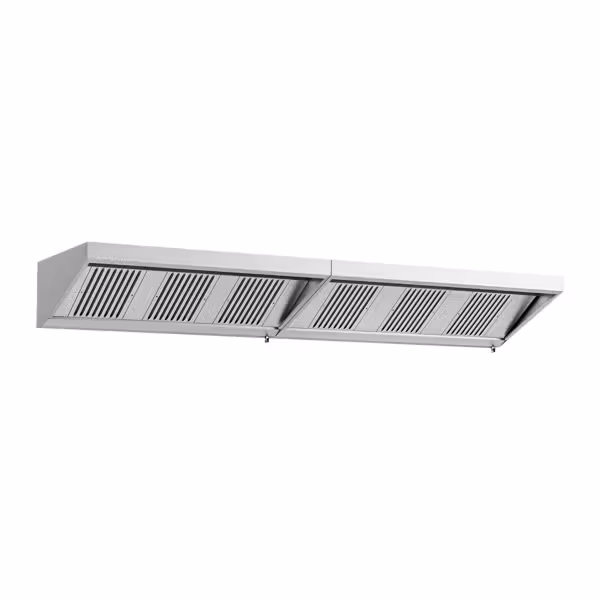 Commercial Wall-Mounted Extraction Canopy - 3800mm - with Baffle Filters & LED Lighting