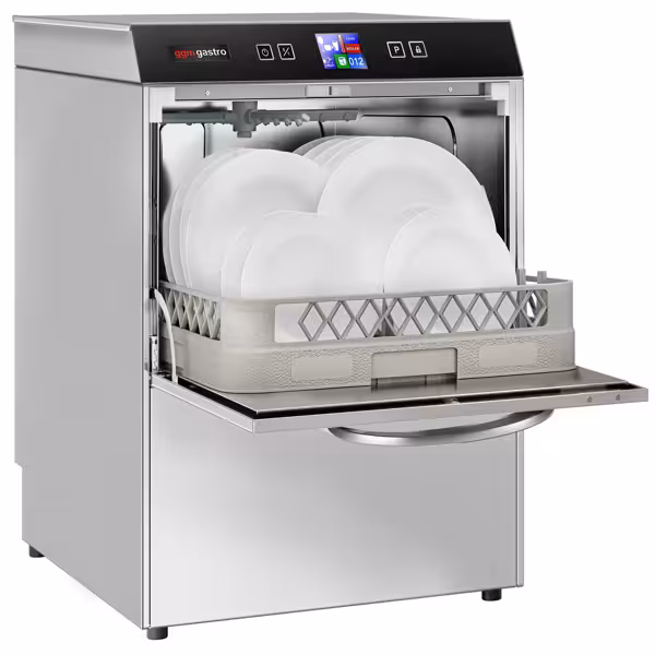 Double-skinned Commercial Dishwasher - Digital Controls - 3.55kW - with Drain, Rinse Aid & Detergent Pumps