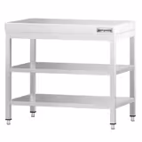 Mesa de trabalho em aço inoxidável PREMIUM - 700x600mm - com prateleira inferior & com prateleira intermédia & com travessas de reforço