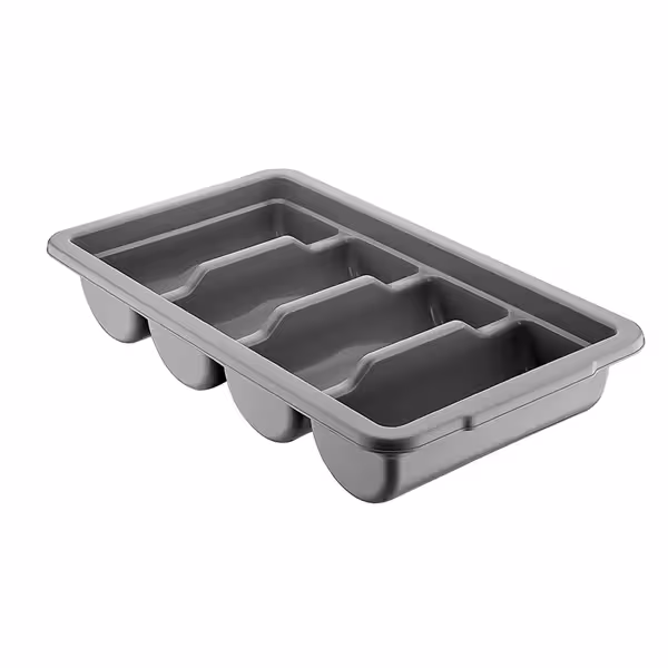 Bestekbak - met 4 vakken - polypropyleen - grijs - 293x530mm - hoogte: 98mm