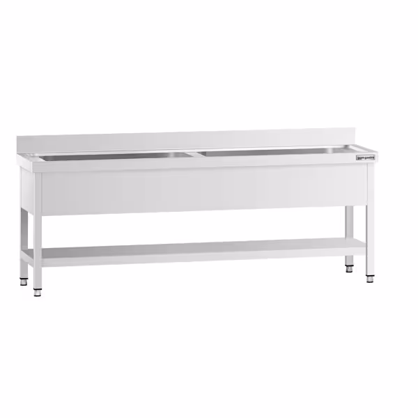 Topfspültisch Premium - 2000x700mm - mit Grundboden & 2 Becken