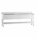 Plonge à marmites en inox PREMIUM - 2000x700mm - avec étagère basse & 2 bacs