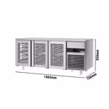 Commercial Counter Fridge PREMIUM - 1865x700mm - glass doors - with 3 doors - capacity 474 litres