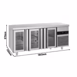 Kylbänk PREMIUM - 1865x700x870 mm - Fläktkyla - GN 1/1 - med 3 glasdörrar