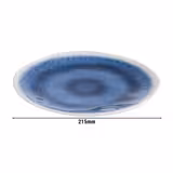 (6 pcs) BLUE OCEAN | Plate - Melamine - Ø215mm - White/Blue