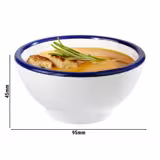 (6 pcs) Ramekin - ENAMEL LOOK - Melamine - 90ml - round - Ø95mm - White/Blue