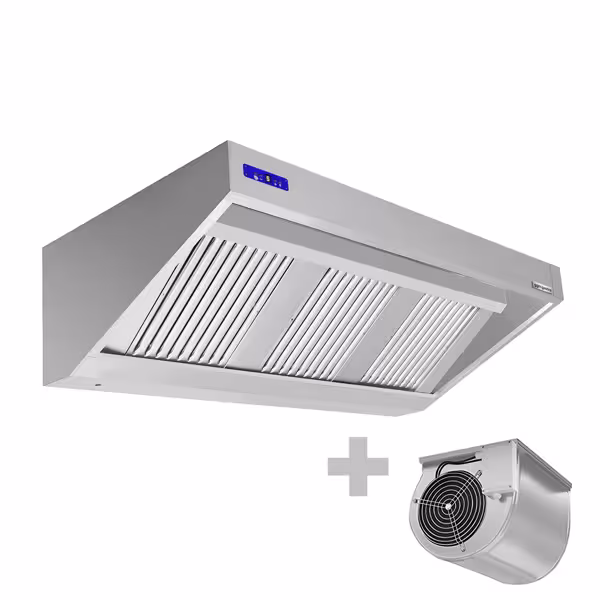 Commercial Wall-Mounted Extraction Canopy - with Motor - 1800mm - Speed Controller, Baffle Filters & LED Lighting