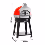 Kültéri gázos/fa tüzelésű pizzakemence - 850x920x1 670 mm - max. 400 °C - piros