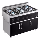 Gas Hob - 36kW - 6 burners - with base cabinet - 3 doors