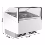 Jäätelötiski ADAM – 1200 mm – kiertoilmatoiminto – 12x 5 L tai 8x 7 L jäätelöastialle – valkoinen