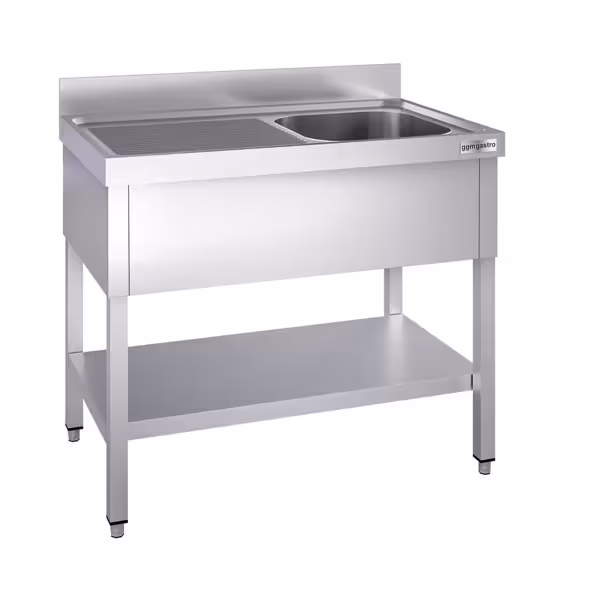 Stół zlewozmywakowy PREMIUM 1200x600 mm - z półką dolną i 1 zlewem po prawej stronie