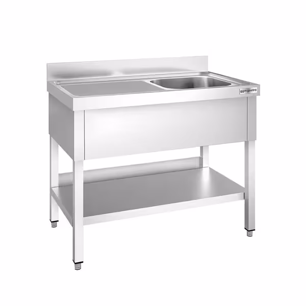 Tiskipöytä PREMIUM - 1200x600 mm - alahyllyllä - 1 allas - allas oikealla