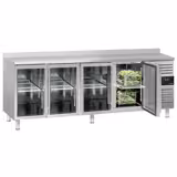 Tavolo refrigerato ECO - 2230x700mm - Ventilata - con 4 porte in vetro - Alzatina