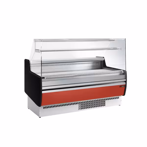 Banco gastronomia professionale - 1622x953mm - Ventilata - 178 L - Vetro dritto - con 2 porte - con 1 ripiani - Pannello frontale Rosso RAL 3003
