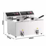 Friteuză electrică dublă - de banc - 12+12 litri - 6,5 kW - control mecanic - cu robinet de scurgere