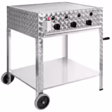 Barbecue à gaz professionnel - 10kW - sur pied - P560mm - 3 brûleurs - incl. support mobile, grille de cuisson & plaque de four