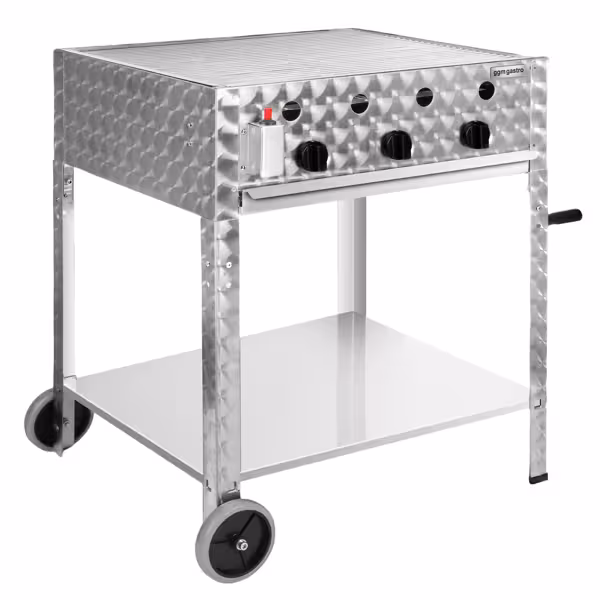 Gasgrill - 10kW - 3 branders - RVS - incl. verrijdbaar onderstel, grillrooster en bakplaat