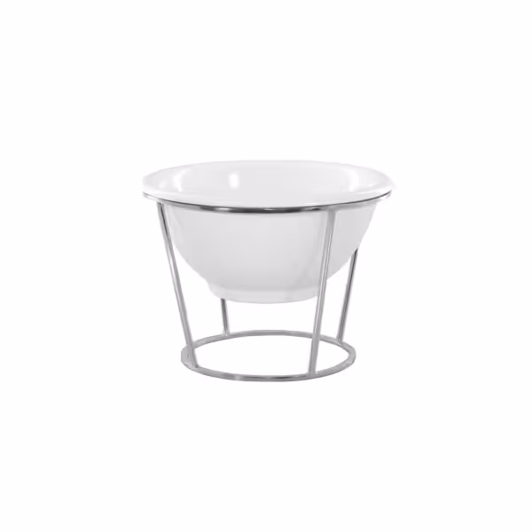 Buffetstandaard - RVS, chroom hoogglans - rond - Ø280mm - 1-laags - Hoogte: 200mm - passend voor ronde melamine schaaltjes - incl. 1 melamine schaaltje
