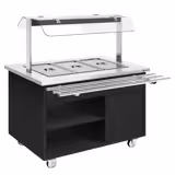 Buffetwagen warm DANZIG - 1300mm - voor 3x GN 1/1 - met dienblad schuif - zwart