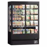 Murale Refrigerato Professionale - 1320mm - 595l - +1°/+5°C - con 2 porte a battente in vetrocamera & 4 ripiani - Nero