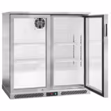 Barkühlschrank - 900mm - 220 Liter - mit 2 Glasflügeltüren - Edelstahl