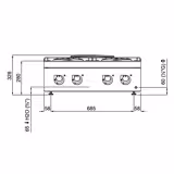 Aragaz profesional pe gaz - seria 700 - 800x730x(H)280 mm - aparat de banc/pentru masă - 24,0 kW - 4 arzătoare