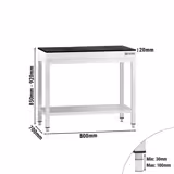 Edelstahl Arbeitstisch PREMIUM - 800x700mm - mit Grundboden - inkl. Granitarbeitsplatte