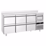 Barkoeledag PREMIUM - 2135x600mm - 570l - met 6 laden, spatrand & uitkloplade voor koffie