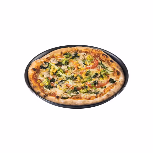 (10 stuks) Pizzaplaat - blauw plaatstaal - met opstaande rand - Ø260mm - hoogte: 25mm - zwart
