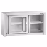 Paslanmaz Çelik Duvar Dolabı - 1000x400mm - Cam Kapılı - Sürgülü - 650mm yükseklik - Ara Raflı