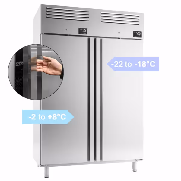 ثلاجة ومجمد مدمجان ستانلس ستيل PREMIUM PLUS - GN 2/1 - 1385 mm - 1220 L - حتى -22…+8 °C - مع بابان