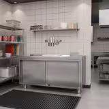 Edelstahl Arbeitsschrank PREMIUM - 1600x600mm - mit Schiebetür ohne Aufkantung