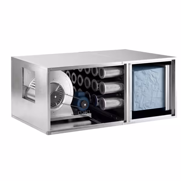 Geurfilterkast met motor - 3500m³ - met voor-, zak- & actiefkoolfilter