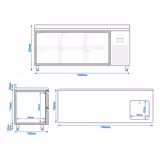 Masă rece Premium PLUS - 1960x700mm - cu 1 chiuvetă, 6 sertare - cu rebord