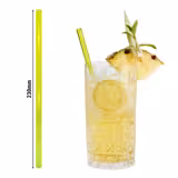 (50 pcs) Glass Drinking Straws - 230mm - ø 8mm - straight - Neon Yellow - incl. 1 Nylon cleaning brush