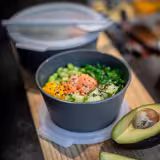 (12 pieces) Reusable Takeaway Bowl – 700 ml - Round - Grey - Leakproof - 100% Recyclable Plastic