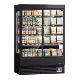 Commercial multideck display fridge - 1320mm - 595L - with 2 hinged glass doors & 4 shelves - Black