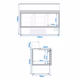 Saladette PREMIUM PLUS - 1460mm - 3 deuren - met glazen opzetvitrine voor 8x GN 1/6 - granieten werkblad