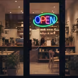 LED φωτεινή πινακίδα - OPEN - ρυθμιζόμενη φωτεινότητα - Πράσινο - Πολύχρωμο (RGB) - 420x250 mm