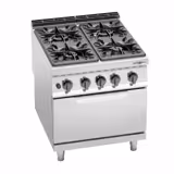 Cucina a gas professionale - Lorenzo 900 - 800x900x965mm - 34,5 kW - 4 fuochi - incl. forno a gas statico - 7,8 kW