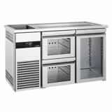 Comptoir de bar réfrigéré PREMIUM - 1550x700mm - 1 porte vitrée & 2 tiroirs en verre