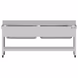 طاولة غسيل الأواني ECO - 1800x700mm - مع أرضية سفلية - مع حوضين - ستانلس ستيل 304