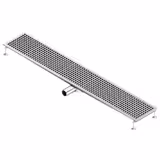 Edelstahl Bodenablauf - 1850x300mm - flache Ausführung & seitlicher Ablauf - Ø 70mm