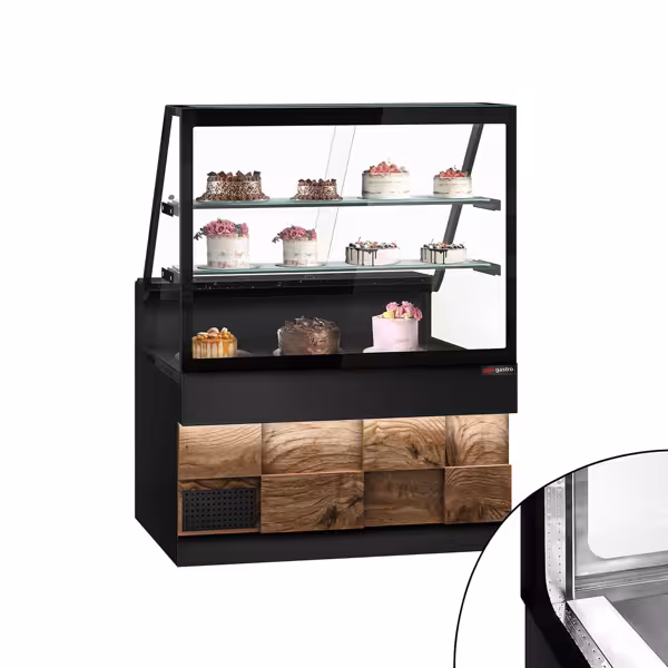 Serve Over Counter TORONTO - 1300mm - double glazing - wood front - granite worktop - with 2 shelves