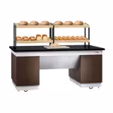 Bakery Display Counter DUBLIN - 2000mm - with 2 shelves - on castors - black granite worktop