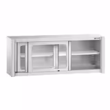 Edelstahl Wandhängeschrank - 1800x400mm - mit Glasschiebetür - 650mm hoch
